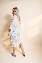 Load image into Gallery viewer, Velvet Fringe Kimono (ivory)