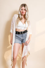 Load image into Gallery viewer, Velvet Fringe Kimono (ivory)
