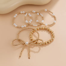 Load image into Gallery viewer, Multi Layer Pearl Bow Bracelet
