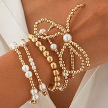 Load image into Gallery viewer, Multi Layer Pearl Bow Bracelet