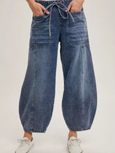 Load image into Gallery viewer, Denim Mid-Waist Barrel Jeans (DARK)
