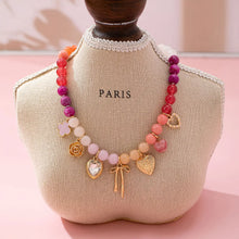 Load image into Gallery viewer, Beaded Bow Heart Flower Charm
