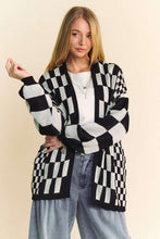 Load image into Gallery viewer, Checkerboard Cardigan Sweater
