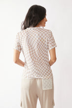 Load image into Gallery viewer, Checker Board Short Sleeve Mesh Top
