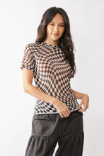 Load image into Gallery viewer, Checker Board Short Sleeve Mesh Top
